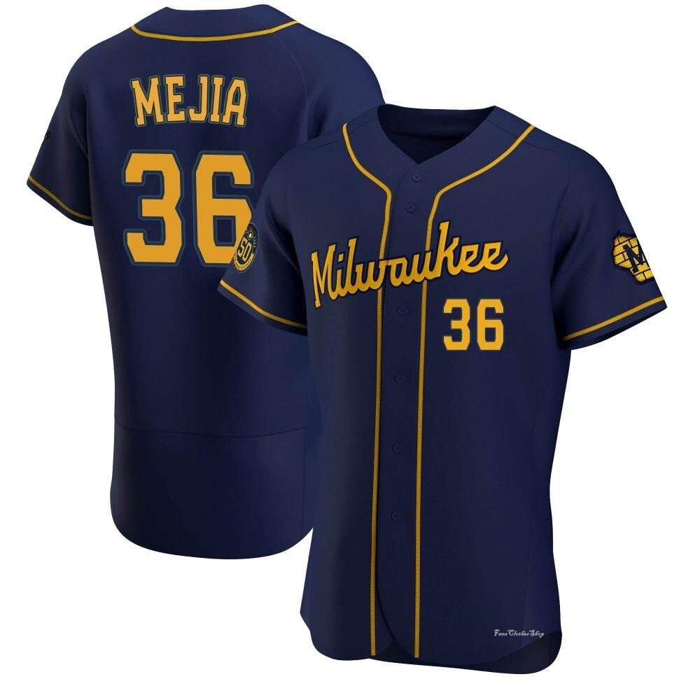 Men's J.C. Mejia Milwaukee Brewers Authentic Navy Alternate Jersey