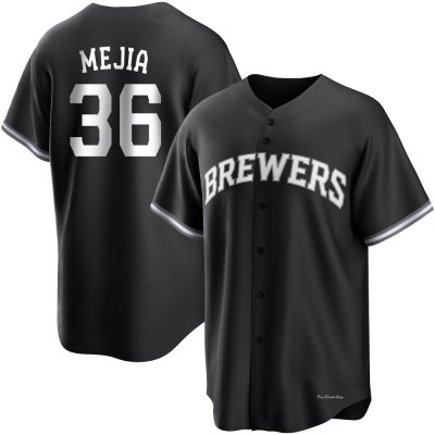 Men's J.C. Mejia Milwaukee Brewers Replica Black/White Jersey