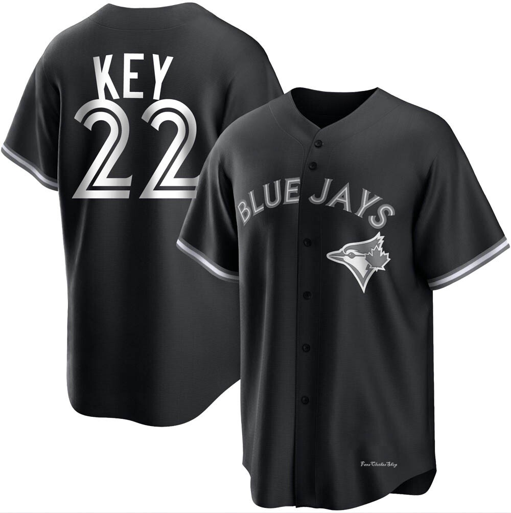 Men's Jimmy Key Toronto Blue Jays Replica Black/White Jersey