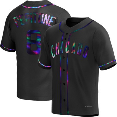 Men's Joe Pepitone Chicago Cubs Replica Black Holographic Alternate Jersey