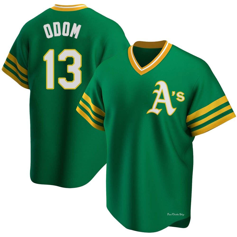 Men's John Odom Oakland Athletics Replica Green R Kelly Road Cooperstown Collection Jersey