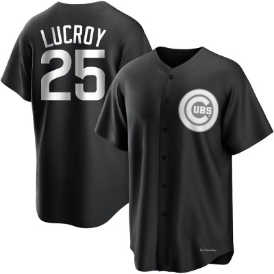 Men's Jonathan Lucroy Chicago Cubs Replica Black/White Jersey