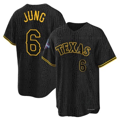 Men's Josh Jung Texas Rangers Replica Black Snake Skin City 2023 World Series Champions Jersey