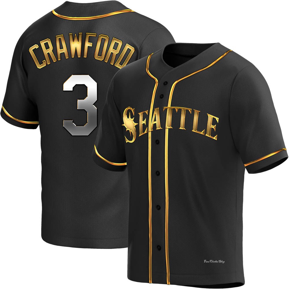 Men's J.P. Crawford Seattle Mariners Replica Black Golden Alternate Jersey