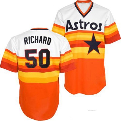 Men's J.R. Richard Houston Astros Replica White/Orange Throwback Jersey