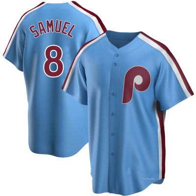 Men's Juan Samuel Philadelphia Phillies Replica Light Blue Road Cooperstown Collection Jersey