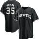 Men's Justin Wilson Milwaukee Brewers Replica Black/White Jersey