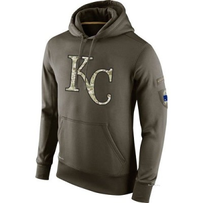 Men's Kansas City Royals Olive Salute To Service KO Performance Hoodie