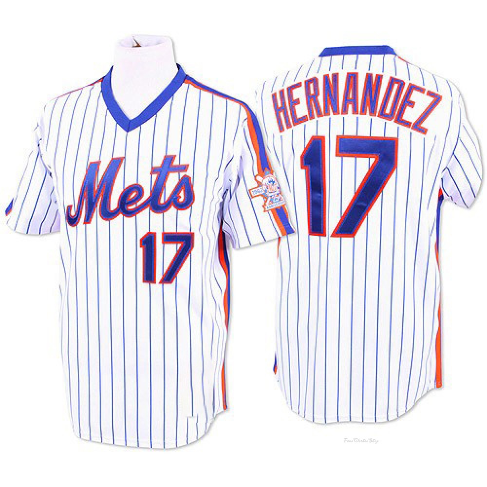 Men's Keith Hernandez New York Mets Replica White/Blue Strip Throwback Jersey