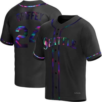 Men's Ken Griffey Seattle Mariners Replica Black Holographic Alternate Jersey