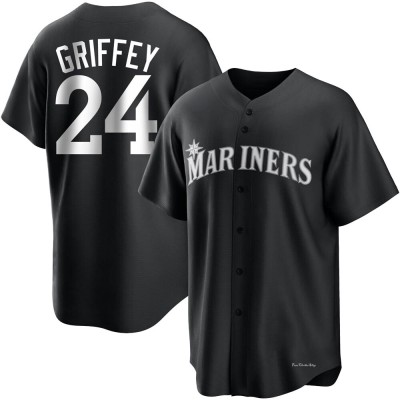 Men's Ken Griffey Seattle Mariners Replica Black/White Jersey