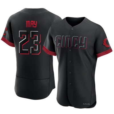 Men's Lee May Cincinnati Reds Authentic Black 2023 City Connect Jersey
