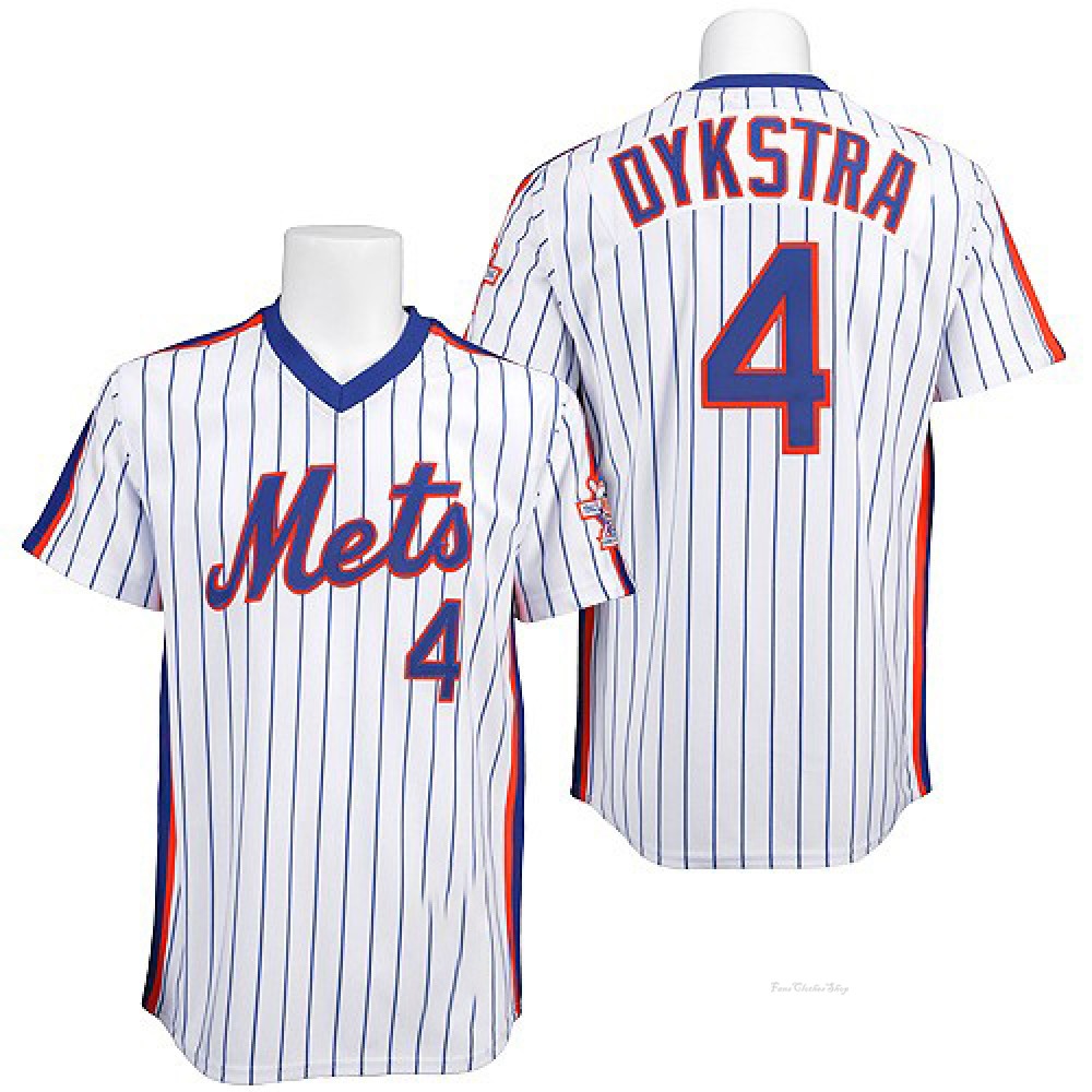 Men's Lenny Dykstra New York Mets Replica White/Blue Strip Throwback Jersey