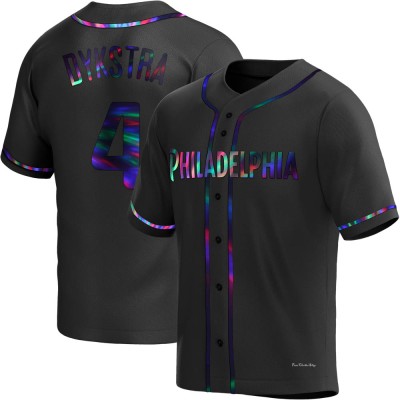 Men's Lenny Dykstra Philadelphia Phillies Replica Black Holographic Alternate Jersey
