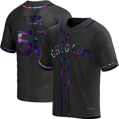 Men's Lenyn Sosa Chicago White Sox Replica Black Holographic Alternate Jersey