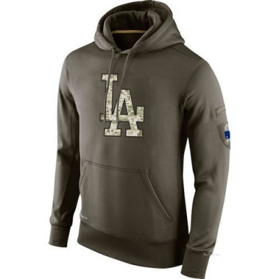 Men's Los Angeles Dodgers Olive Salute To Service KO Performance Hoodie