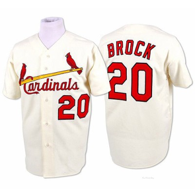 Men's Lou Brock St. Louis Cardinals Authentic Cream Throwback Jersey