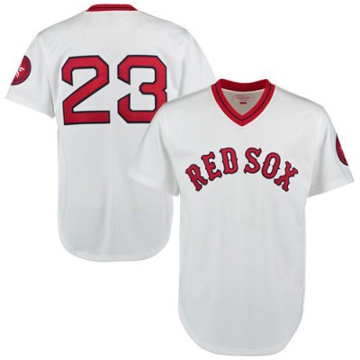 Men's Luis Tiant Boston Red Sox Replica White 1975 Throwback Jersey