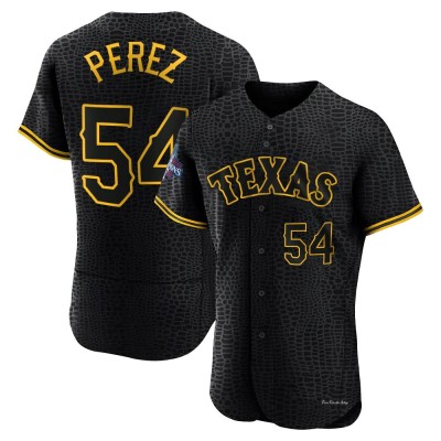 Men's Martin Perez Texas Rangers Authentic Black Snake Skin City 2023 World Series Champions Jersey