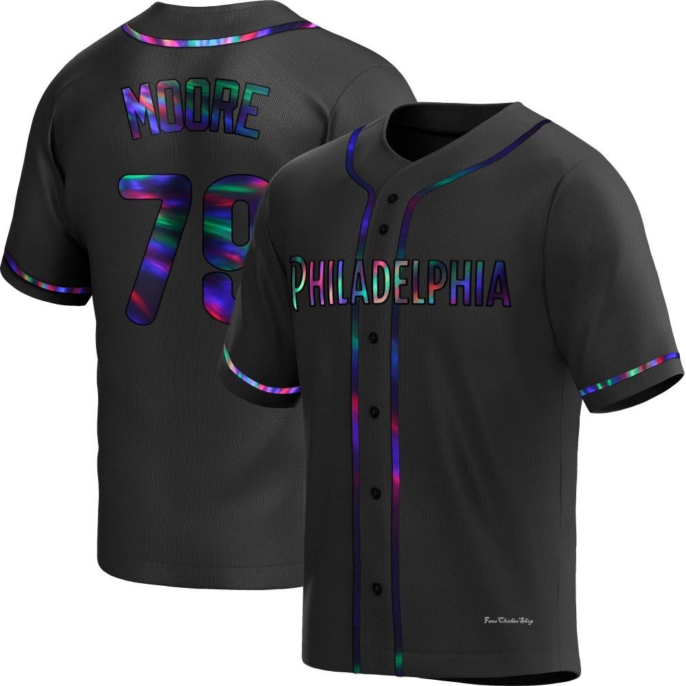 Men's McKinley Moore Philadelphia Phillies Replica Black Holographic Alternate Jersey