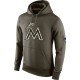Men's Miami Marlins Olive Salute To Service KO Performance Hoodie