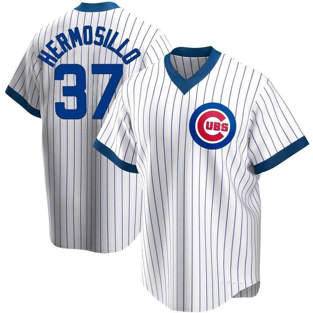 Men's Michael Hermosillo Chicago Cubs Replica White Home Cooperstown Collection Jersey