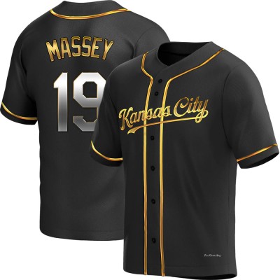 Men's Michael Massey Kansas City Royals Replica Black Golden Alternate Jersey