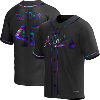 Men's Michael Soroka Atlanta Braves Replica Black Holographic Alternate Jersey