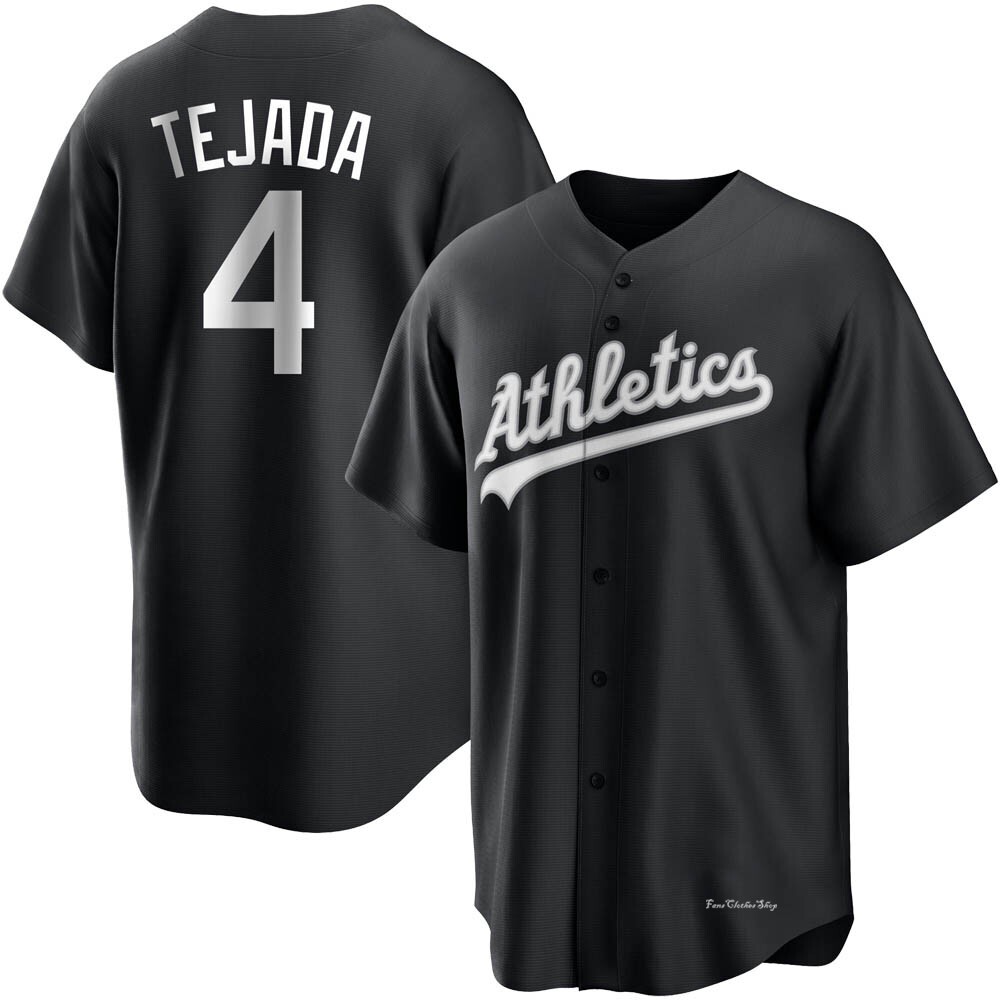 Men's Miguel Tejada Oakland Athletics Replica Black/White Jersey