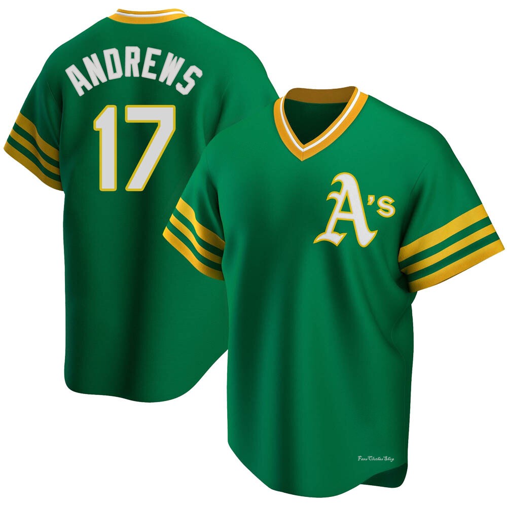 Men's Mike Andrews Oakland Athletics Replica Green R Kelly Road Cooperstown Collection Jersey