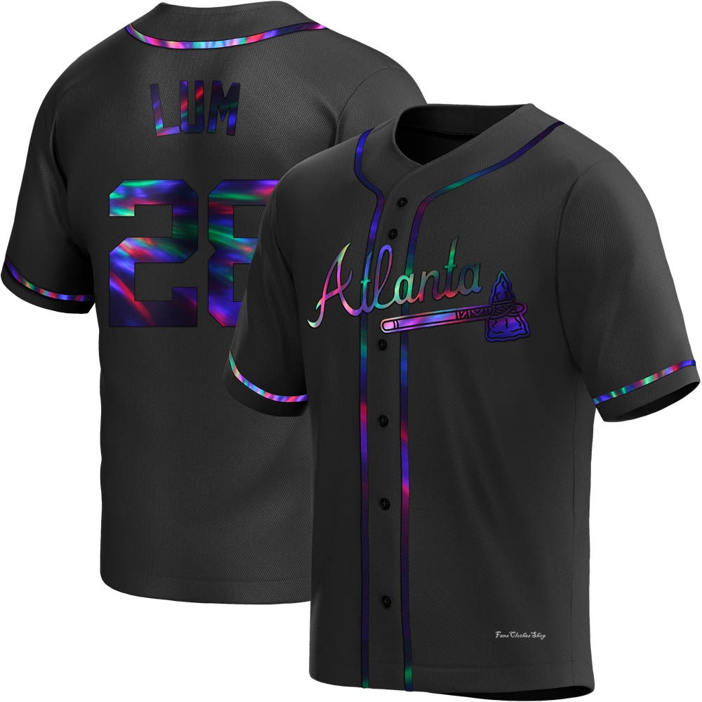 Men's Mike Lum Atlanta Braves Replica Black Holographic Alternate Jersey