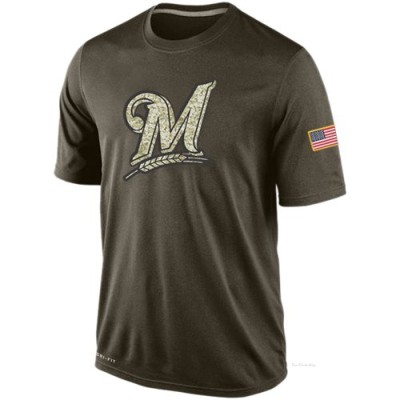 Men's Milwaukee Brewers Olive Dri-Fit Salute To Service KO Performance T-Shirt
