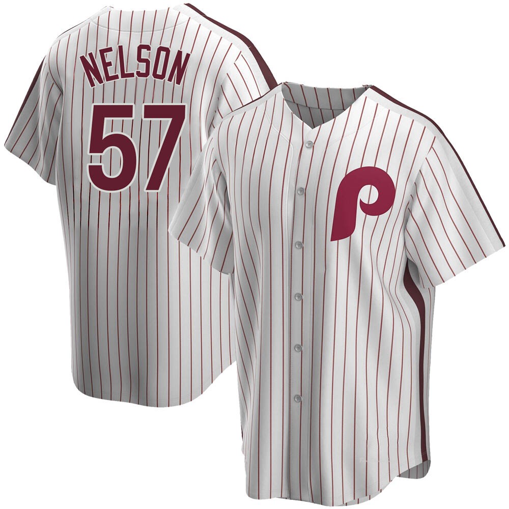 Men's Nick Nelson Philadelphia Phillies Replica White Home Cooperstown Collection Jersey
