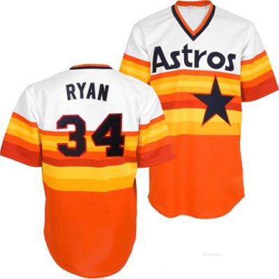 Men's Nolan Ryan Houston Astros Authentic White/Orange Throwback Jersey