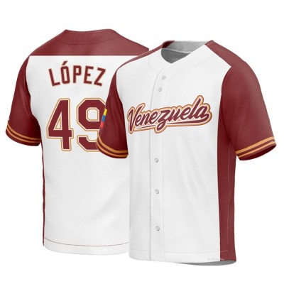 Men's Pablo Lopez Venezuela Baseball Replica White 2023 World Baseball Classic Jersey