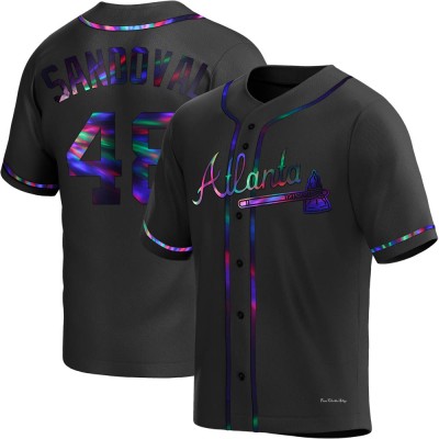 Men's Pablo Sandoval Atlanta Braves Replica Black Holographic Alternate Jersey