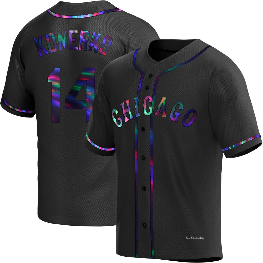Men's Paul Konerko Chicago White Sox Replica Black Holographic Alternate Jersey