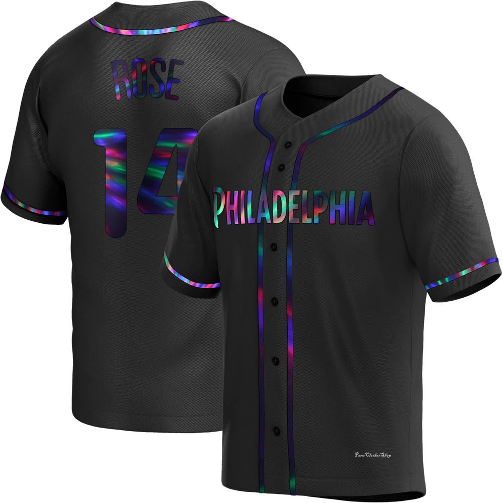 Men's Pete Rose Philadelphia Phillies Replica Black Holographic Alternate Jersey