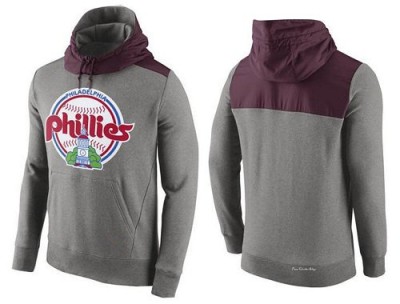 Men's Philadelphia Phillies Gray Cooperstown Collection Hybrid Pullover Hoodie