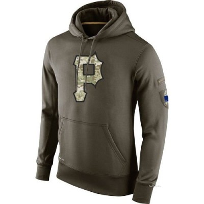 Men's Pittsburgh Pirates Olive Salute To Service KO Performance Hoodie