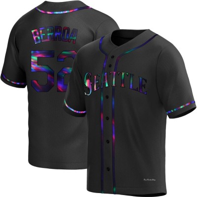 Men's Prelander Berroa Seattle Mariners Replica Black Holographic Alternate Jersey