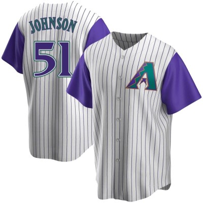 Men's Randy Johnson Arizona Diamondbacks Replica Cream/Purple Alternate Cooperstown Collection Jersey