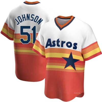 Men's Randy Johnson Houston Astros Replica White Home Cooperstown Collection Jersey