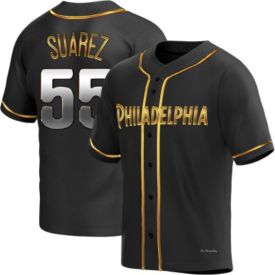 Men's Ranger Suarez Philadelphia Phillies Replica Black Golden Alternate Jersey