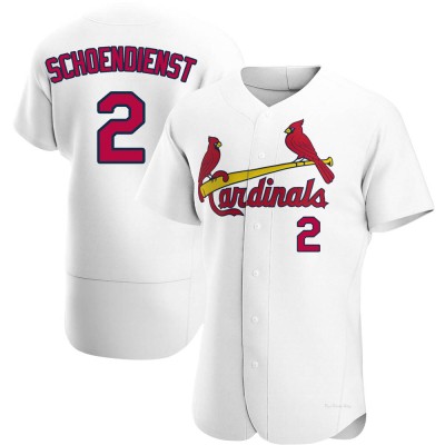 Men's Red Schoendienst St. Louis Cardinals Authentic White Home Jersey