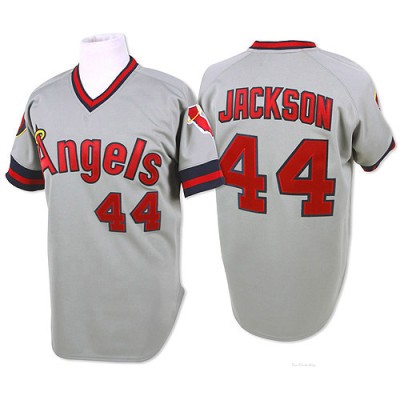 Men's Reggie Jackson Los Angeles Angels Authentic Grey Throwback Jersey