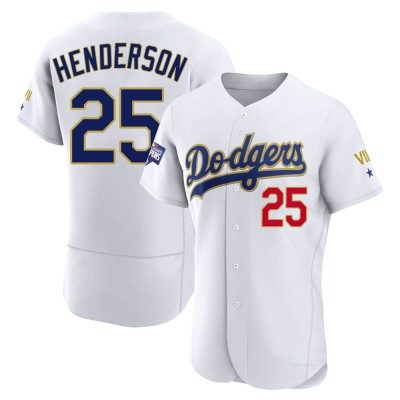 Men's Rickey Henderson Los Angeles Dodgers Authentic White/Gold 2021 Gold Program Player Jersey