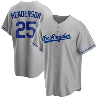 Men's Rickey Henderson Los Angeles Dodgers Replica Gray Road Jersey