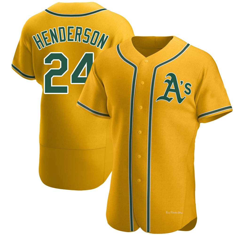 Men's Rickey Henderson Oakland Athletics Authentic Gold Alternate Jersey
