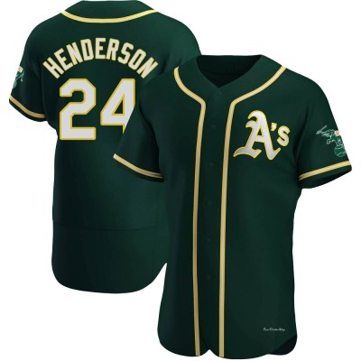 Men's Rickey Henderson Oakland Athletics Authentic Green Alternate Jersey
